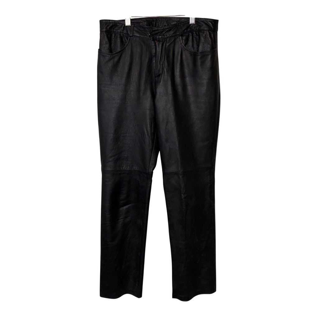 376 INC Genuine Leather Pants 6P Black Straight Leg Petite